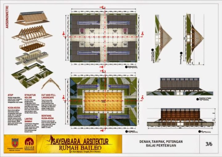 sketsa rumah adat maluku